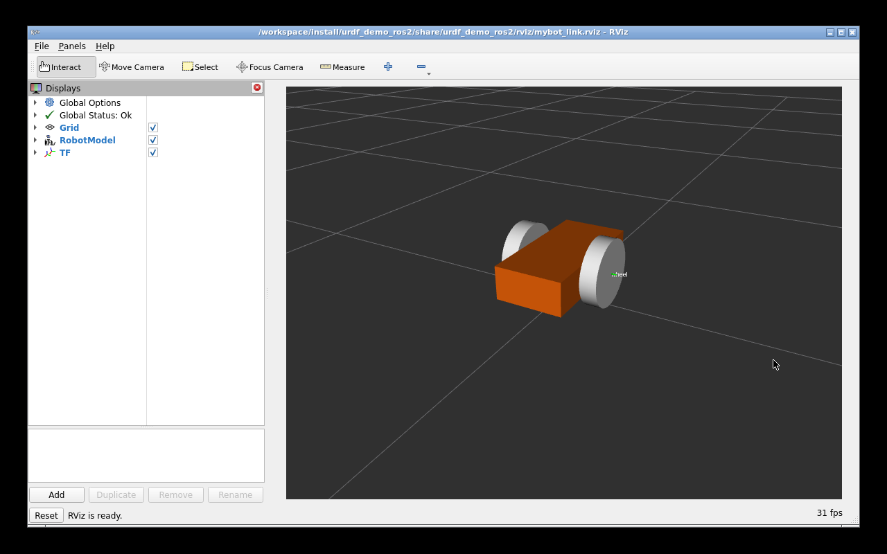mybot Xacro 展开后的 RViz 模型