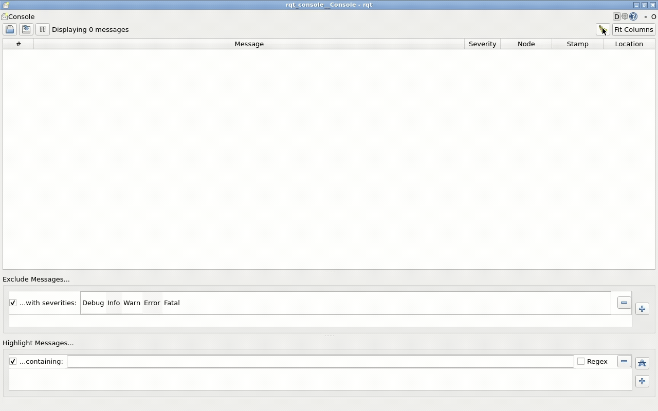 x86 rqt_console 接收 COM260 logger_demo 的 Debug、Info、Warn 与第 3 次 Error 日志。